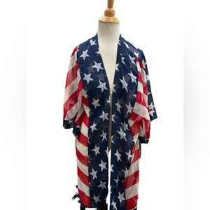 American Flag Women's Kimono Patriotic Stars and Stripes-Lightweight-…